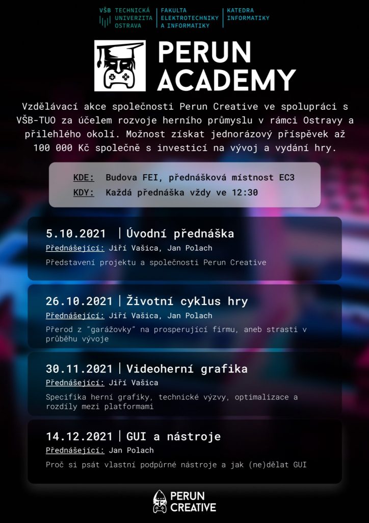 Studio Perun Creative rozjíždí svou Perun Academy na VŠB-TUO v Ostravě